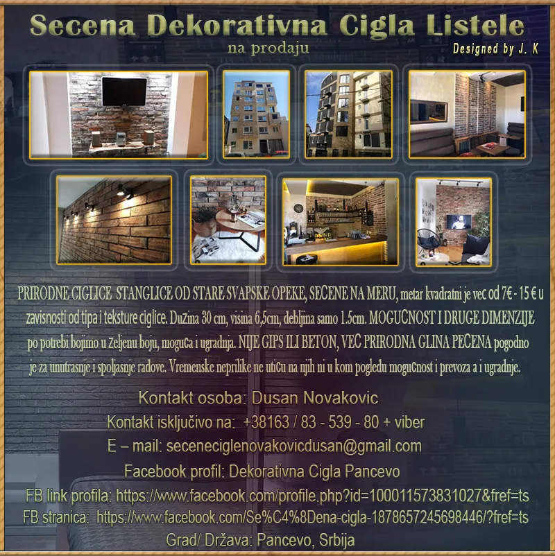  Secena Dekorativna Cigla Listele na prodaju
