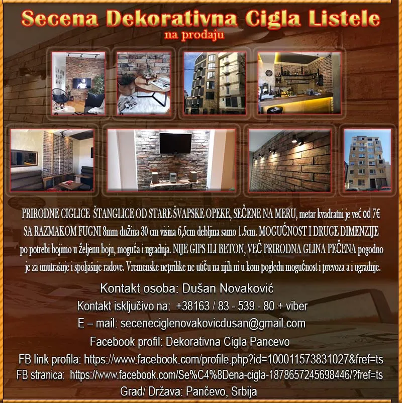 Sečena Dekorativna Cigla Listele na prodaju