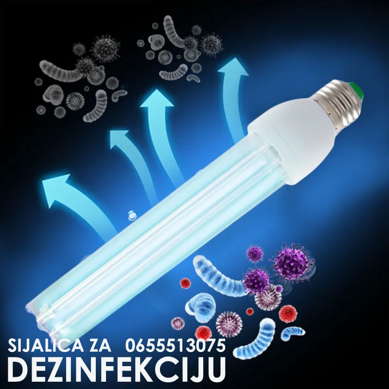 UVC Germicidna Sijalica Lampa za DEZINFEKCIJU 185nm E27 Ozon